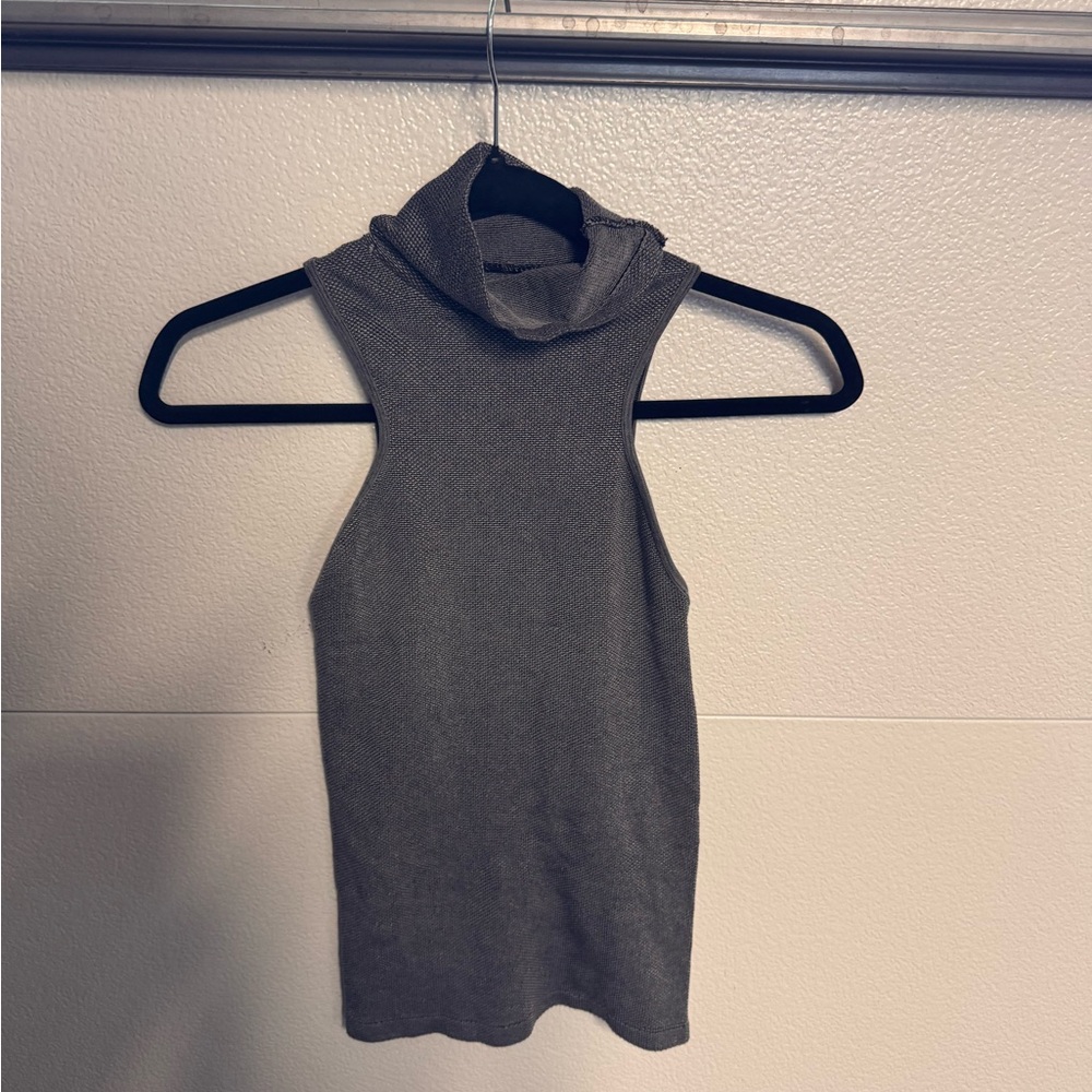 Free People Gray Sleeveless Turtleneck Top